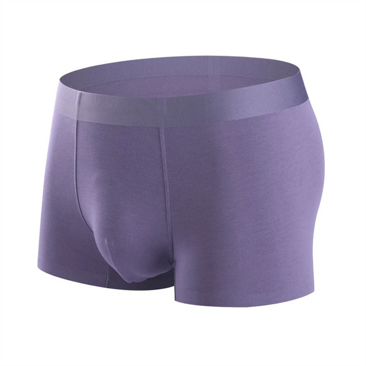 purple Bamboo Fiber Solid Mens Thong Underwear boxer brief trunk manufacture customized