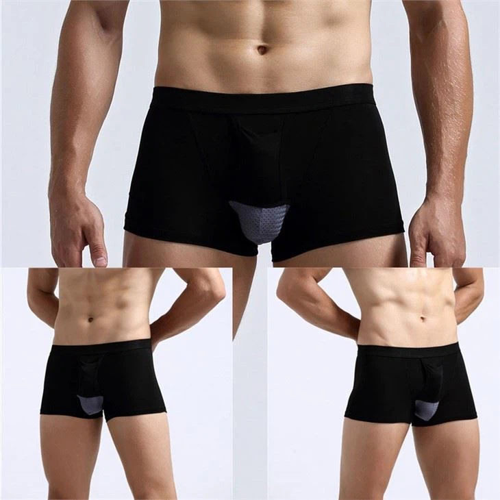 Modal Separated Pouch Underwear Boxer black trunks overview melange pouch